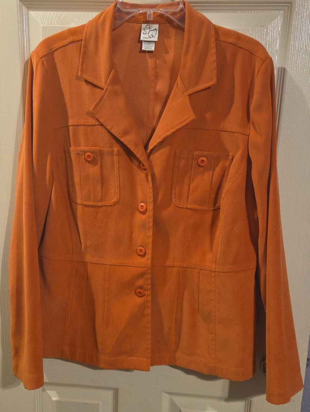 Vintage Fashion Bug Faux Suede Women's Orange Button-Front Jacket